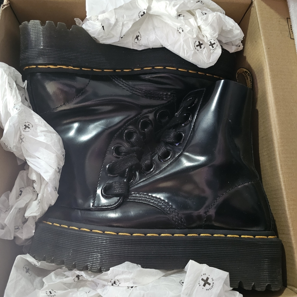 Dr. Marten Black Molly Platform Boots Size  7
